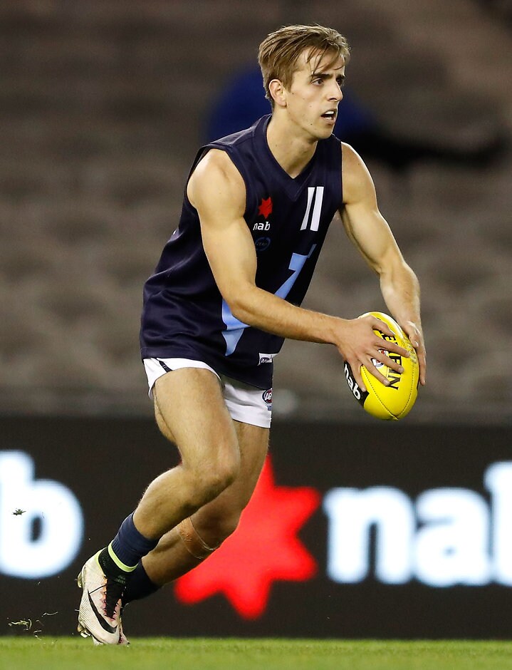 AFL 2016 U18 Championship - Allies v Vic M MELBOURNE, AUSTRALIA - JUNE 24: Jordan Gallucci, of Vic Metro in action during the Under 18 Championship match between the Allies and Vic Metro at Etihad Stadium on June 24, 2016 in Melbourne, Australia. (Photo by Adam Trafford/AFL Media)